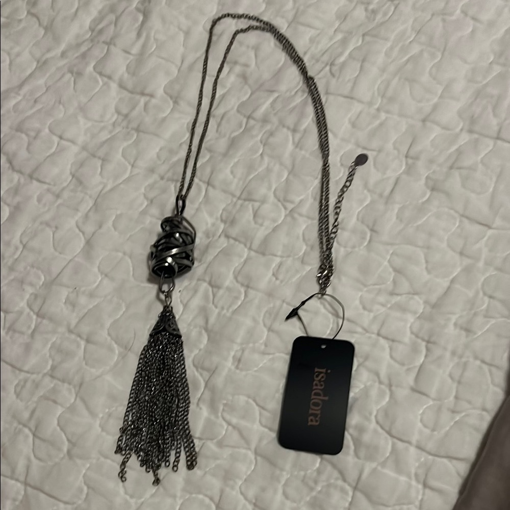 Silver looking Tassel Necklace